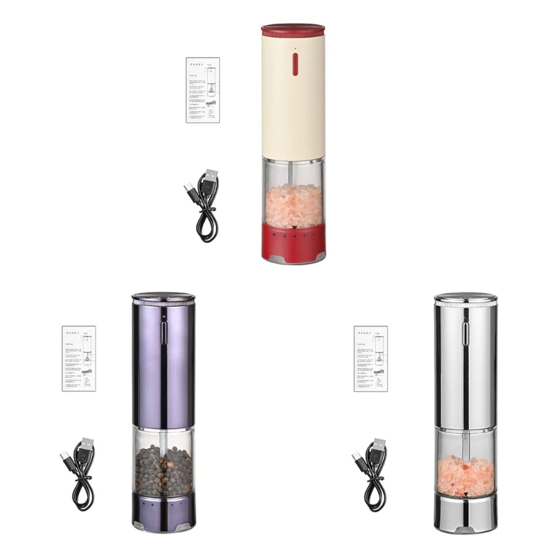 ABS Electric Pepper Mill Grinder Single Hand Operate Culinaries Grinding System Q5WC