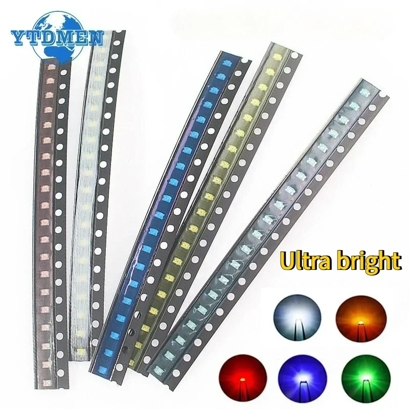 100pcs SMD LED 0805 Ultra Bright Light Emitting Diode Assorted Kit Red Blue Yellow White Green DIY Kit