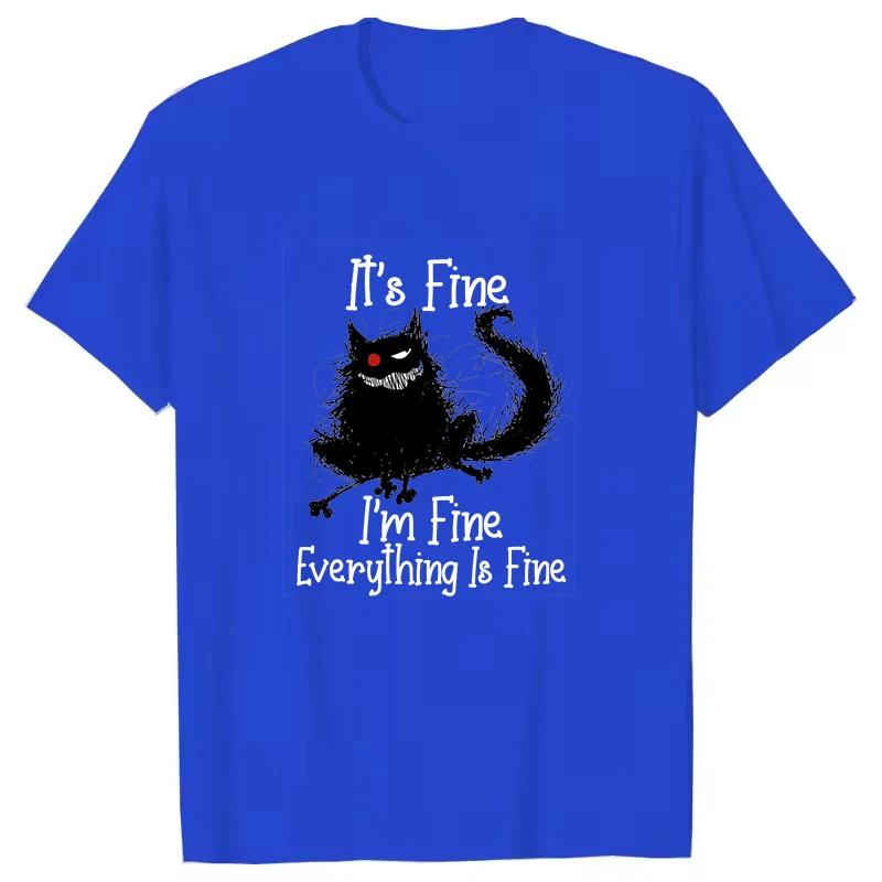 It's Fine Everything Is Fine Bedruckte T-Shirts für Damen und Herren, kurzärmelig, lustiges Rundhals-T-Shirt, lässige Sommer-Tops für Herren und Damen – Detail 2