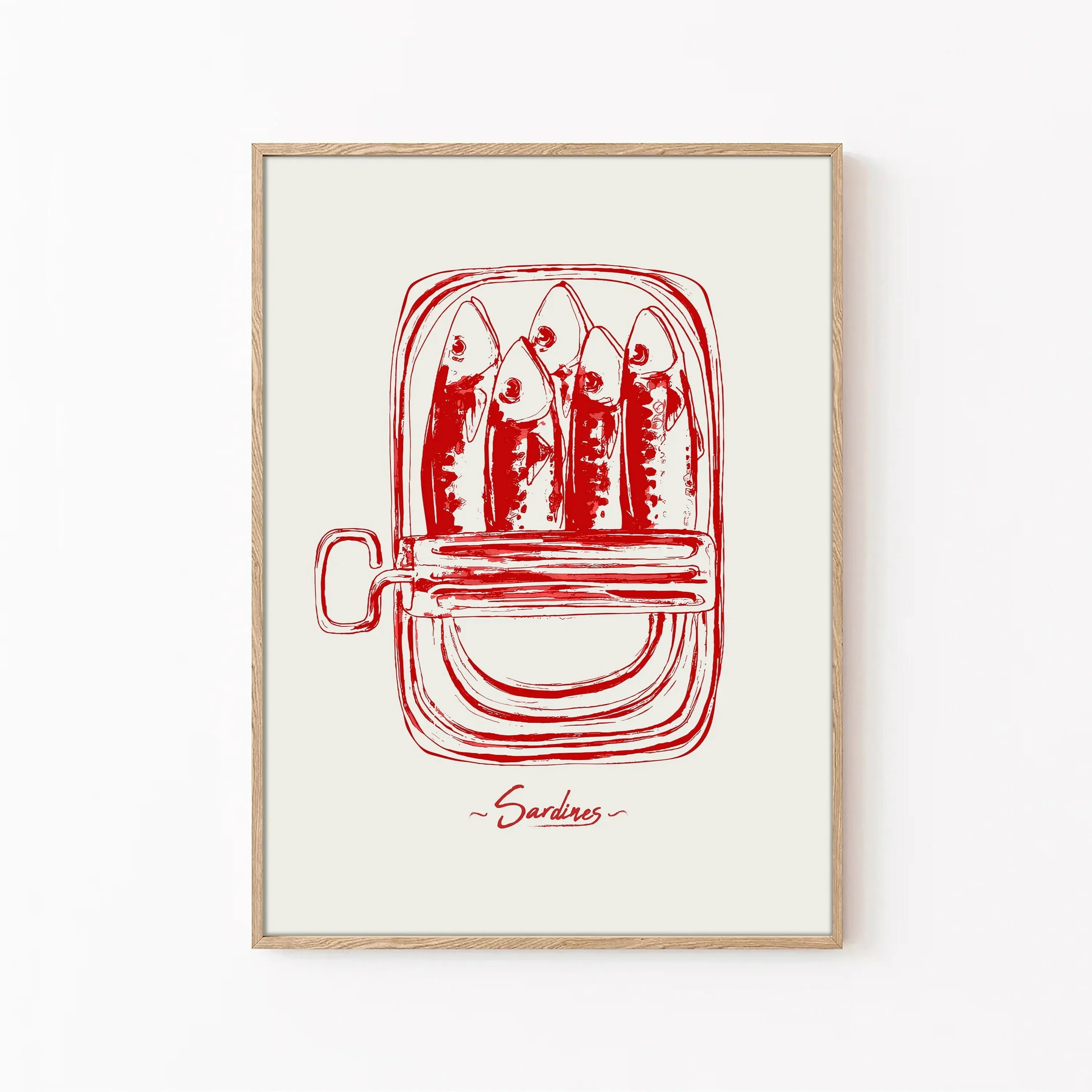 Retro Kitchen Fish Blue Sardines Red Lobster Tuna Poster Print Wall Art Pictures Canvas Painting Living Room Bedroom Home Decor