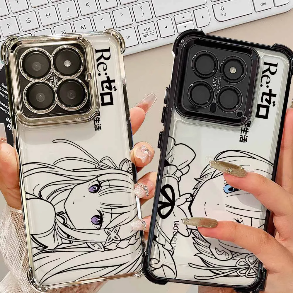Coque de téléphone souple Anime Cute Rem Emilia pour Xiaomi Redmi A5 A7 15C POCO F8 F7 X8 X7 M7 Note 15 14 Mi 15T Ultra Pro Max