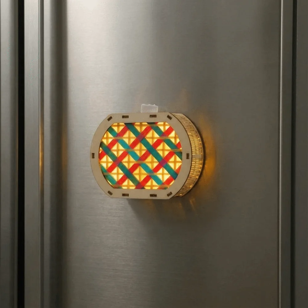 Chinese Style Bamboo Woven Refrigerator Magnet Handmade Colorful Mid-Autumn Festival Lantern with Led Light DIY Material Kit