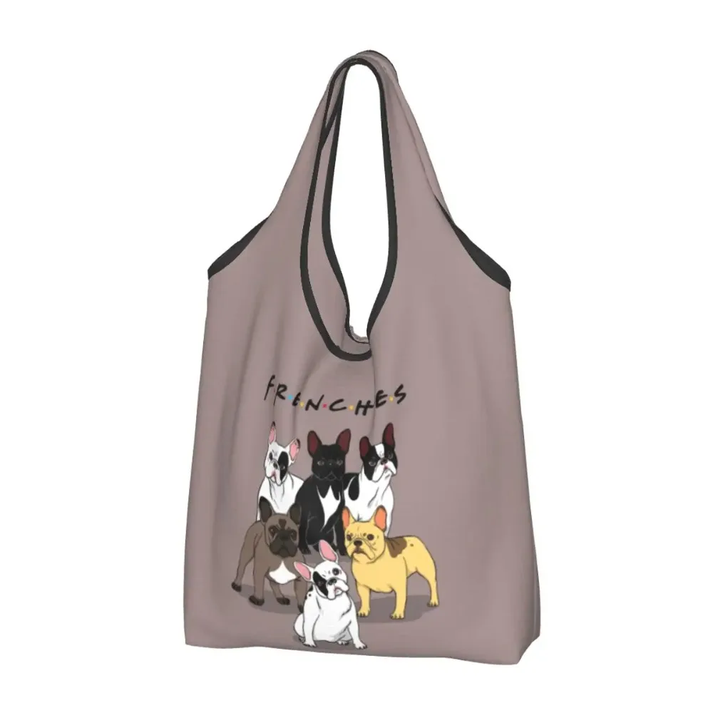 

Funny Printing Funny Frenchies French Bulldog Shopping Tote Bags Portable Shopper Shoulder Dog Animal Handbag