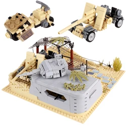 New WW2 German Military Combat Scene Building Blocks Flak Anti-tank Artillery Gun Motorcycle Bricks Toys for Children Gifts