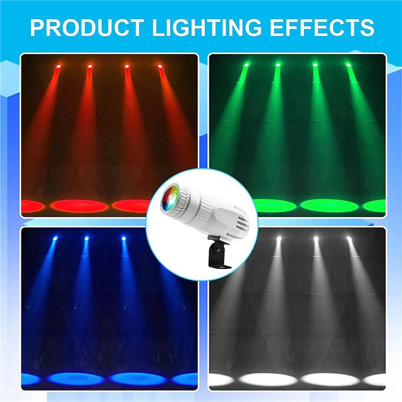 

Y49A-2X Pinspot Light для диско-шара 15 Вт RGBW 4 в 1 Зеркальный шаровой светильник с дистанционным управлением для вечеринок DJ Disco Club EU Plug