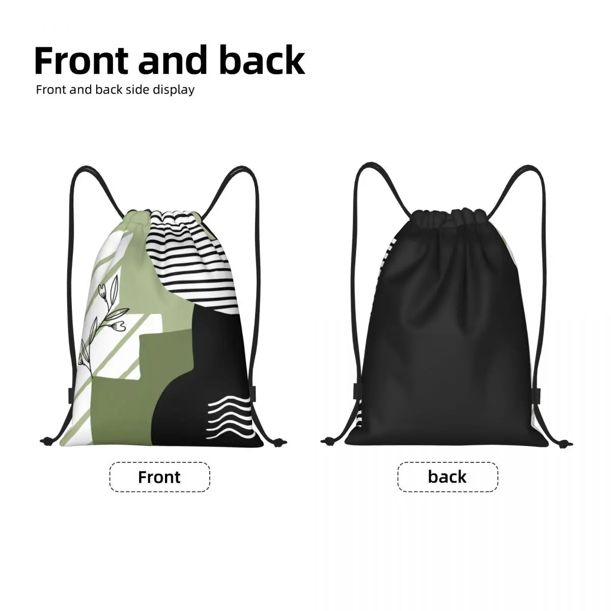 Custom Sage Retro Abstract Boho Drawstring Bags Men Women Lightweight Sports Gym Storage Backpack