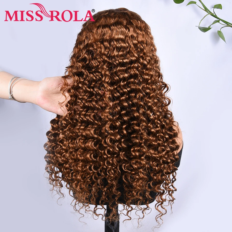 Miss Rola Deep Wave 4x4 Lace Closure Wig 100% Human Hair Wigs Peruvian Remy Hair Wig 180% Density Pre Plucked With Baby Hair