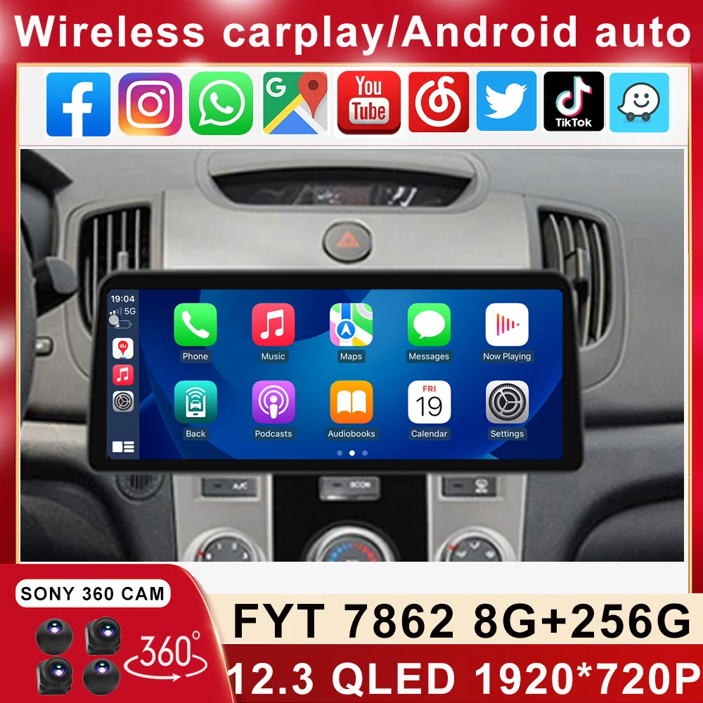 

12,3 дюймовый 1920*720 QLED для KIA Forte Cerato 2008-2013 Android автомобильный стерео Мультимедийный видеоплеер головное устройство Carplay 4G руководство