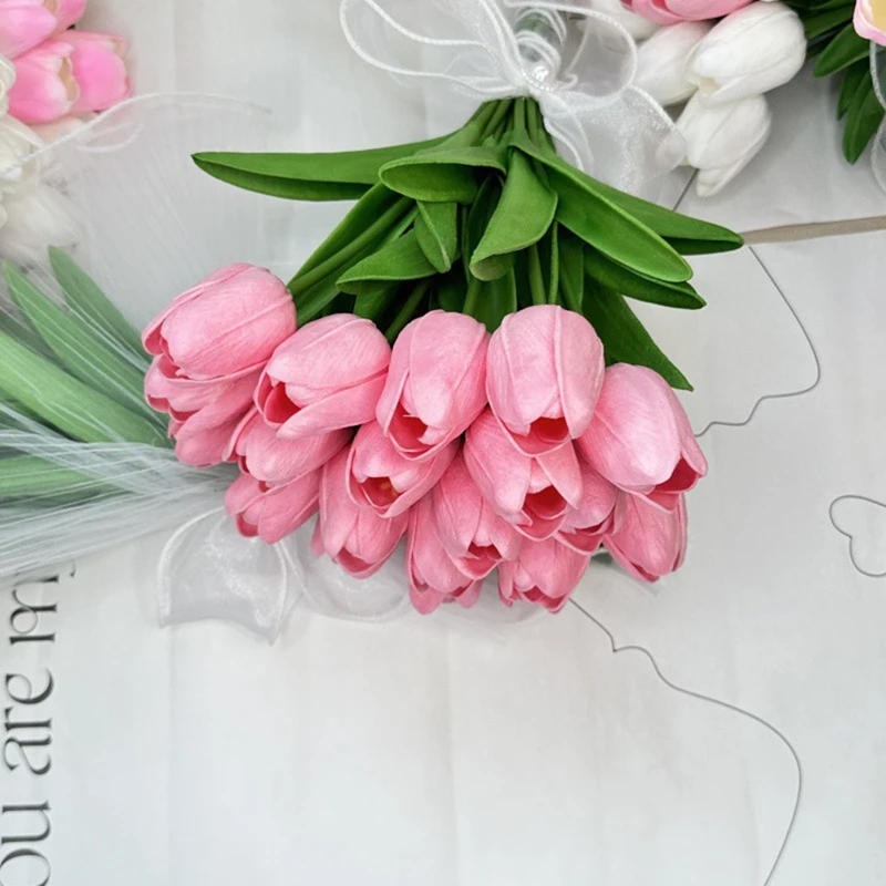 

BAAG-Artificial Tulip Flowers, Bouquet, 15 Artificial Tulip Flowers, Valentine's Day Gift