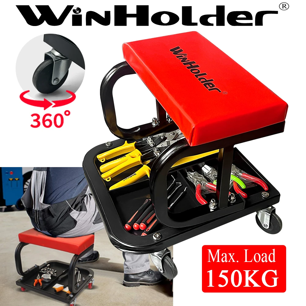 ميكانيكا المرآب مبطن المتداول البراز كرسي مقعد عجلات دوارة 150 كجم ماكس