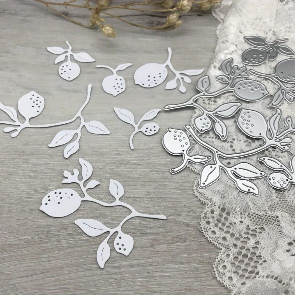 Troqueles de corte de metal, molde de corte, decoración de hojas de rama de limón, papel para álbum de recortes, hoja artesanal, plantillas de punzón, 1 Uds.