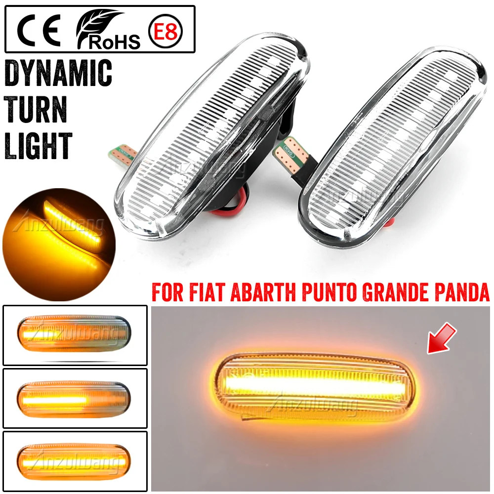 2Pcs For Fiat Panda 169 Grande Punto Inkl. Evo Doblo Fiorino Linea Idea Dynamic LED Side Marker Light Repeater Lamp