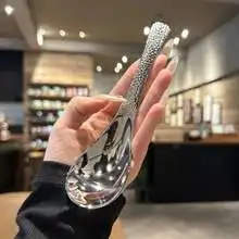 Stainless Steel Spoon Set- Large Capacity, Mirror Polished Cutlery, Suitable for Desserts, Fruits, and Home Kitchen Use
