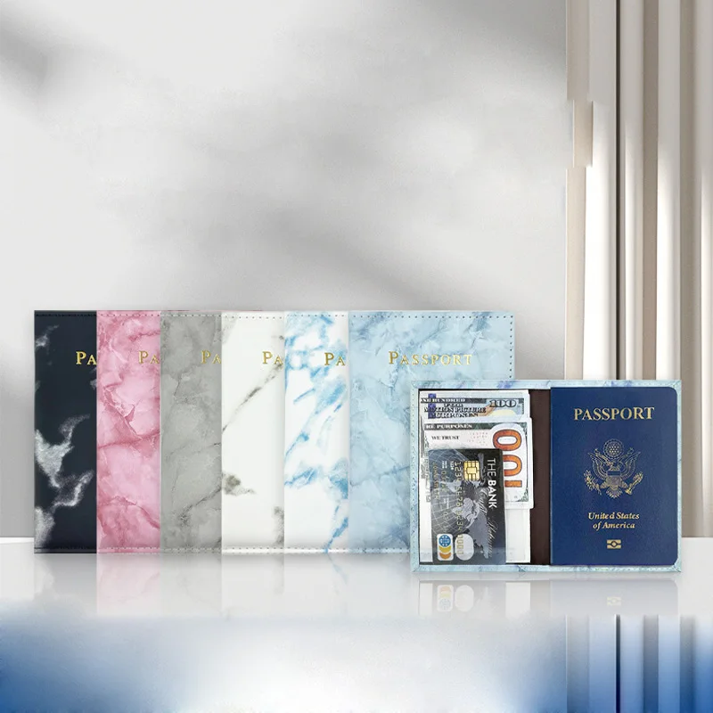 

Women Men Passport Cover Pu Leather Marble Style Travel ID Credit Card Passport Holder Packet Wallet Purse Bags Pouch