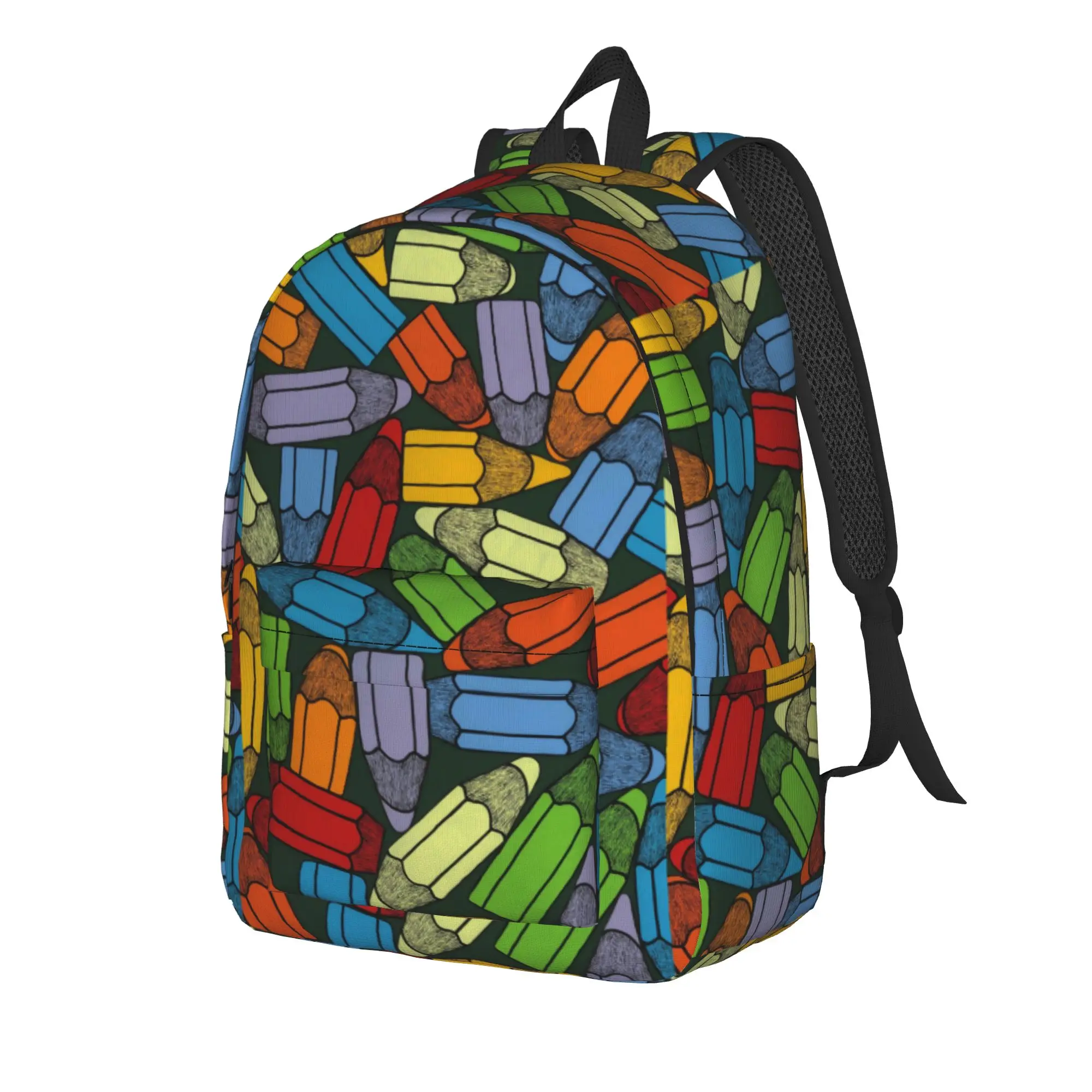 Candy Color Block Art Backpack  Youth Polyester Outdoor Backpacks Print Modern School Bags Rucksack