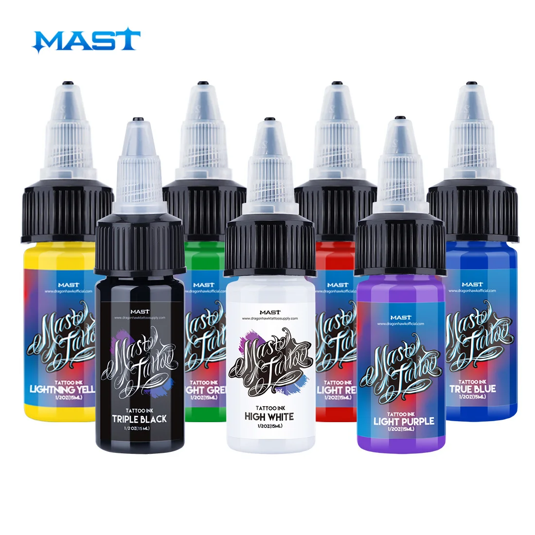 

Mast Tattoo Multicolor Immortal Color 0.5oz 15ML 1oz 30ML 7 Bottles Color Set Tattoo Inks Pigment Permanent Body Beauty