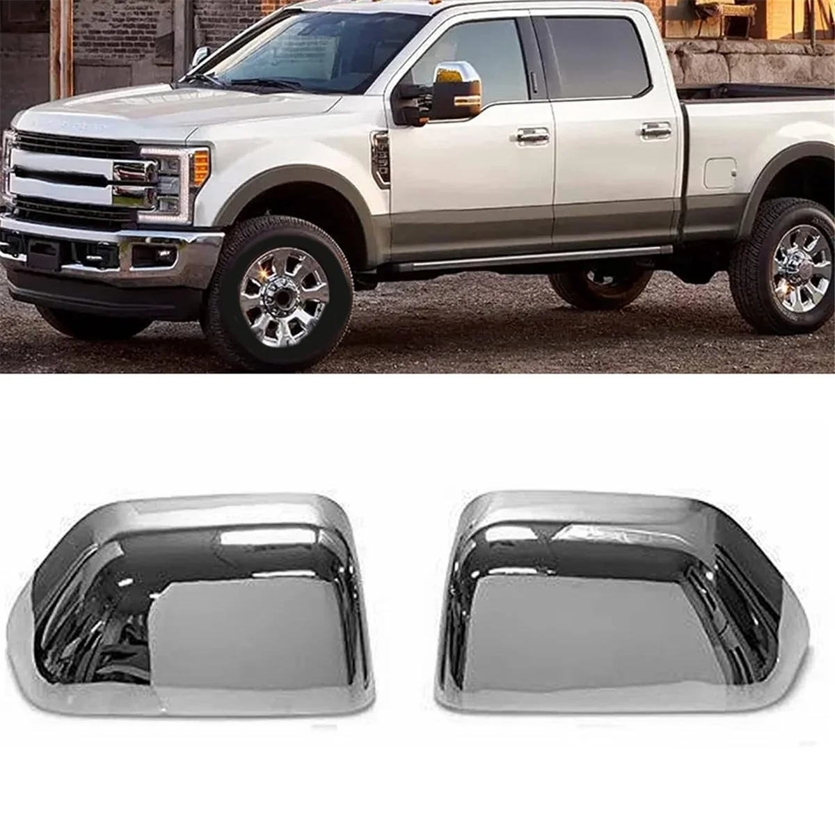 Car Side Mirror Cover for Ford F250 F350 F450 F550 2017-2023 Upper Half Chrome Mirror Housing Car Accessories