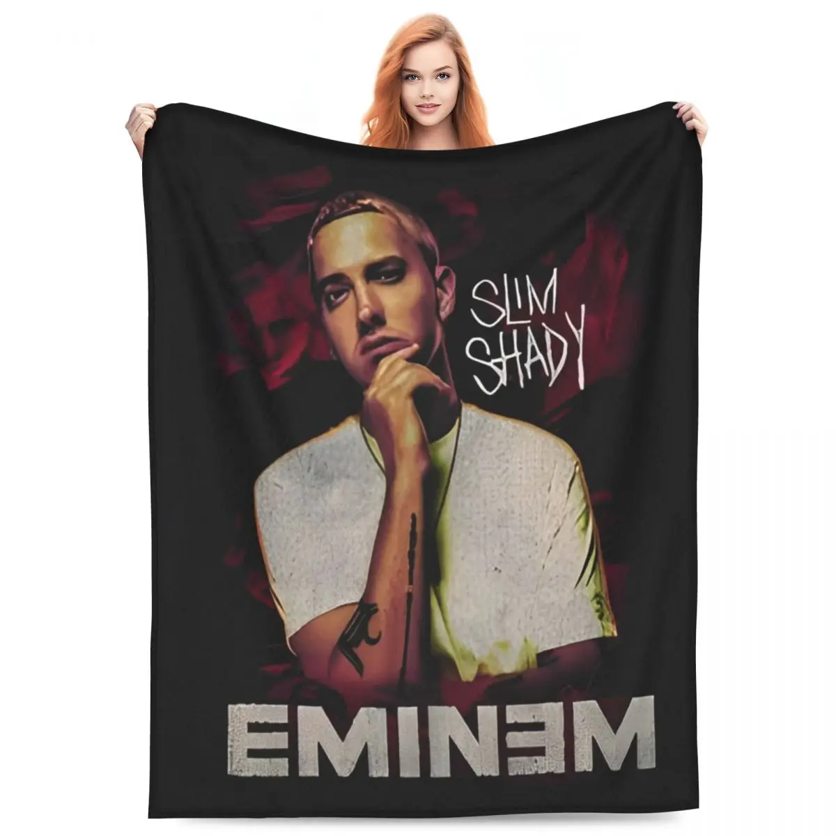 New Eminem Slim Shady Music Rap Blankets Lightweight Thin Flannel Cozy Throw Blankets Machine Washable