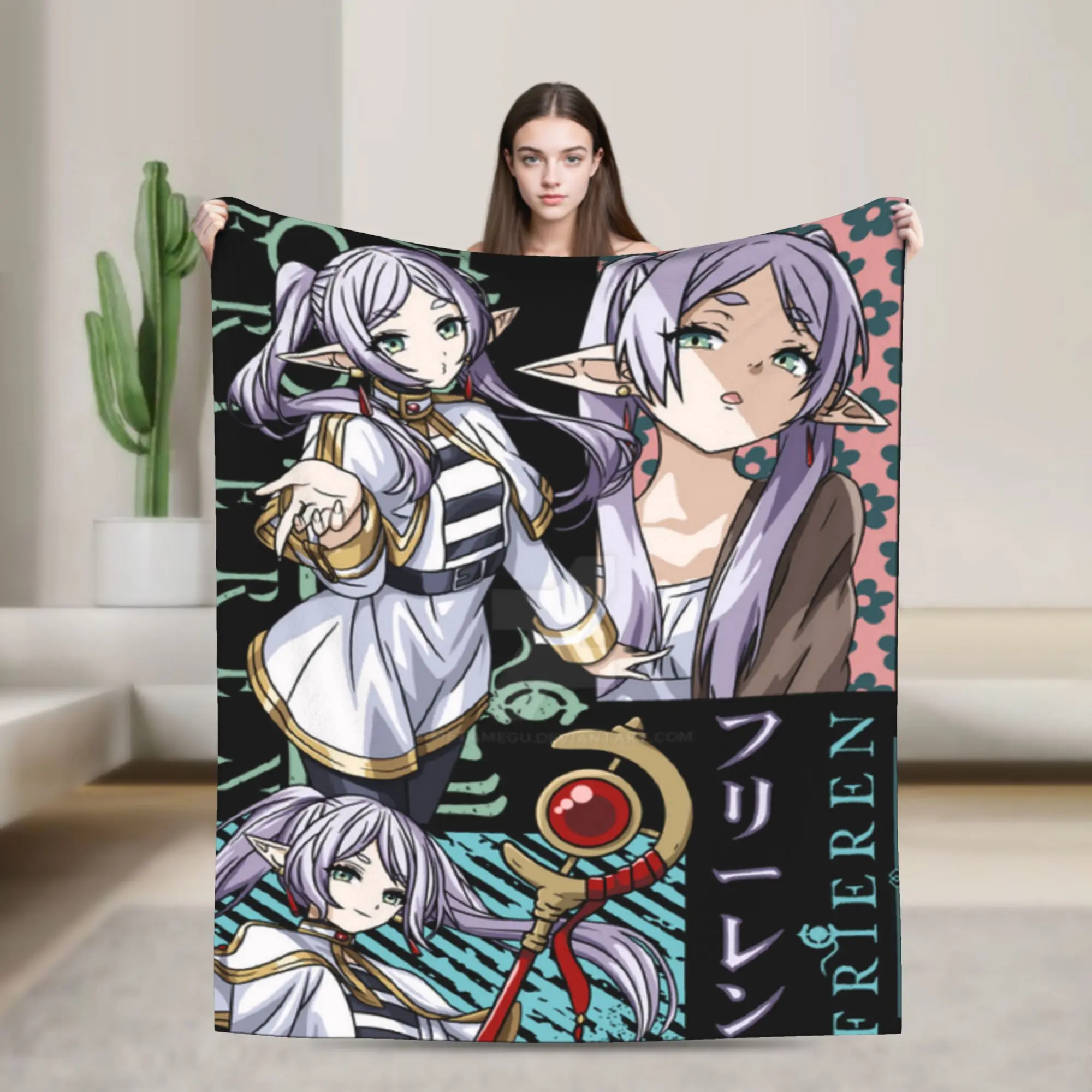 Frieren Beyond Journey's End Blanket  Travel Office Flannel Throw Blanket For Couch Chair Soft Custom Quality Bedspread Gift