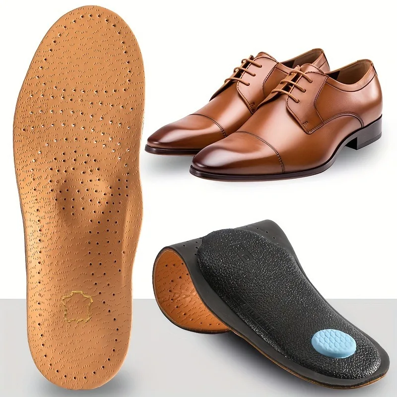 1Pair Flat Feet Arch Support Orthotic Insoles Leather Breathable Insoles Latex Shock Absorbing Shoe Sole Soft Comfort Shoe Pad
