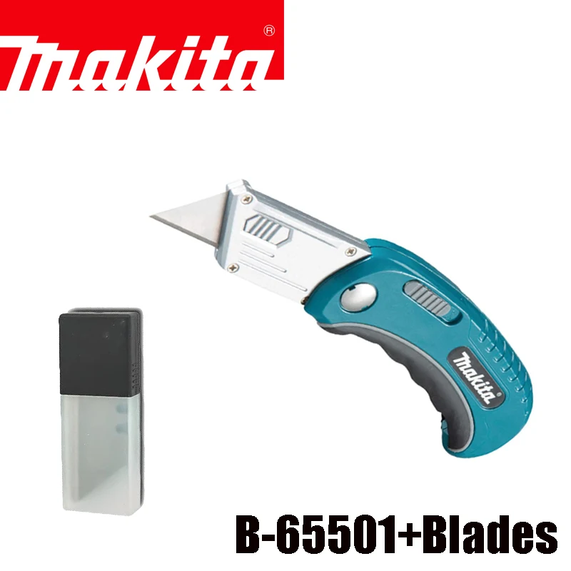 MAKITA Retractable Utility Knife Quick Change Folding with Safety Lock Comfortable Rubber Handle Blades Hand Tool Combination