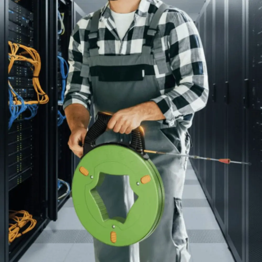 

Guide Spring Cable Pulling Aid Durable Data Cabling Fish Tape Reel Anti-Corrosion Ergonomic Handle Cable Puller