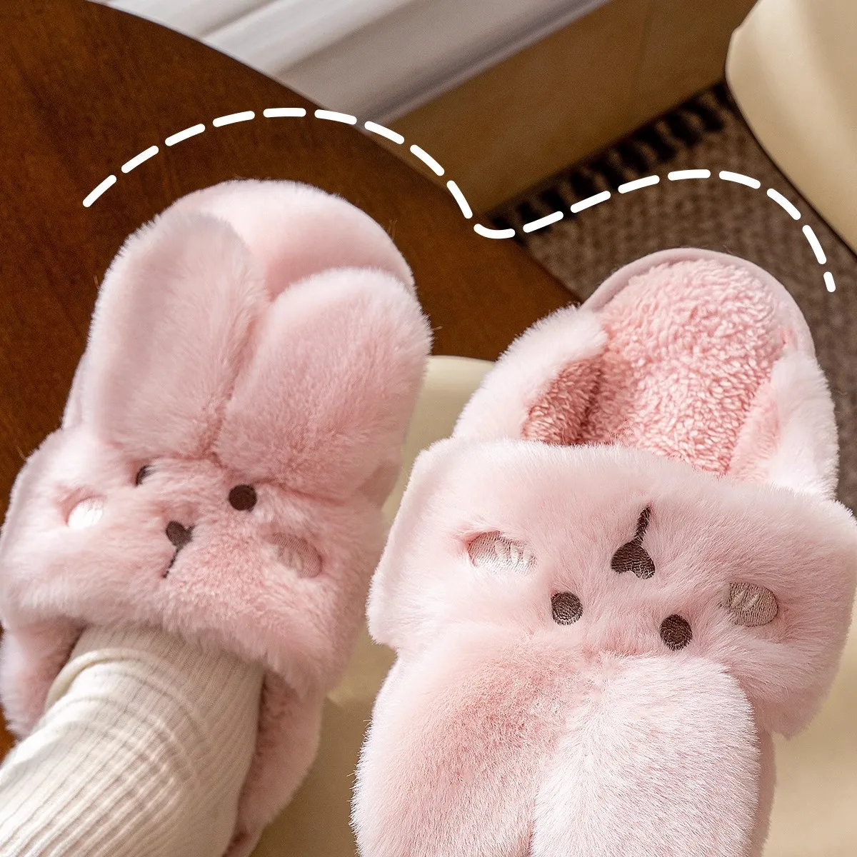 Beheizbare Winter-Hausschuhe für Damen & Herren - Dicke Plüsch-Stiefel mit Rutschfester Sohle, Warme Fleece-Gefütterte Hausschuhe für Drinnen/Draußen – Detail 6