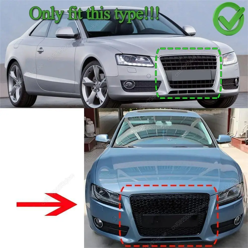 سيارة الجبهة شبكة الوفير مصبغة العسل المبرد هود شبكة سباق الشوايات الجسم أطقم لأودي A5 S5 B8/8T 2008-2012 أسود 8T0853651