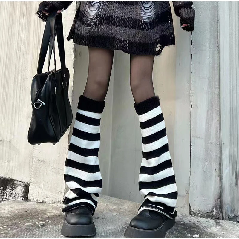 

Harajuku Japanese Jk Leg Warmers For Women Winter Fashion Mid Tube Knitted Socks Y2k Fluffy Gothic Lolita Long Socks Boots Cover