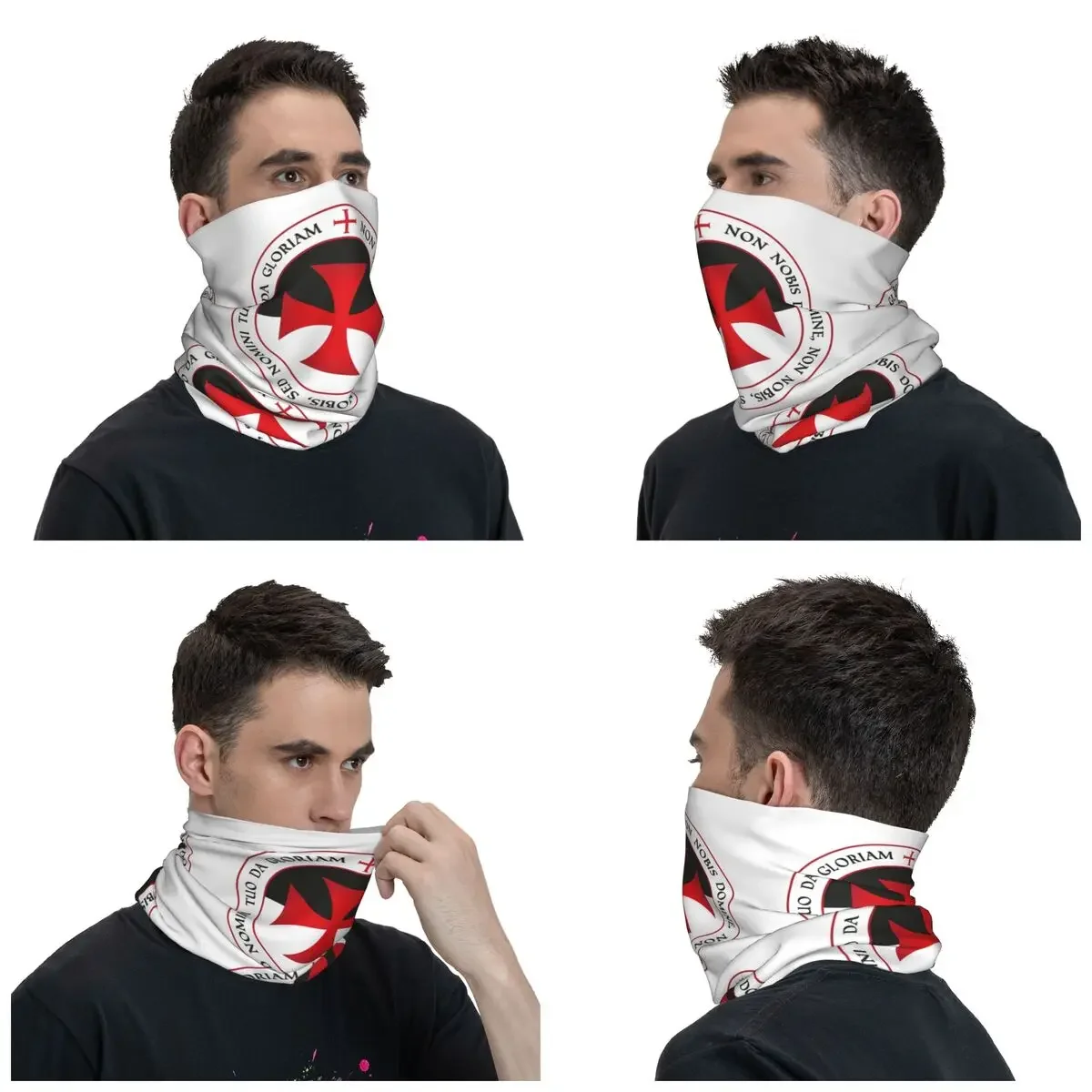 New Knights Templar Cross Neck Gaiter Men Women UV Protection Winter Christian Crusader Seal Motto Bandana Scarf for Hiking