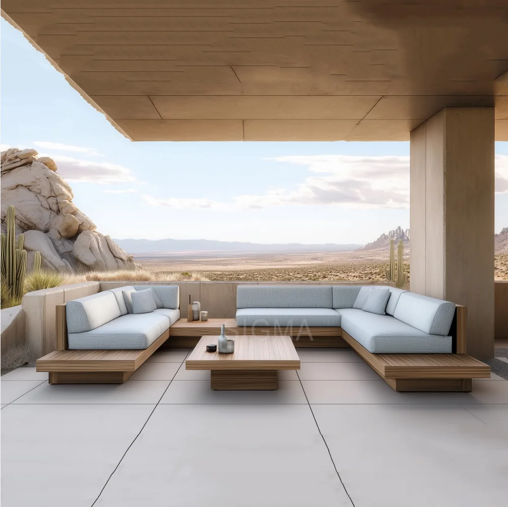 Luxury New Outdoor Patio Furniture Sofa Set High-end Outdoor Teak Wood Sofa Set High-quality Garden Sofas