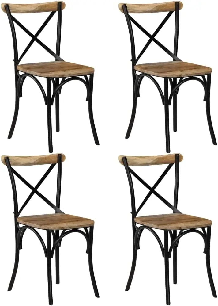 Dining Room Chairs Table Chairs Outdoor Dining Chairs Cross Chairs 4 Pcs Black Solid Mango Wood Suitable For Cafe, Dining Room,