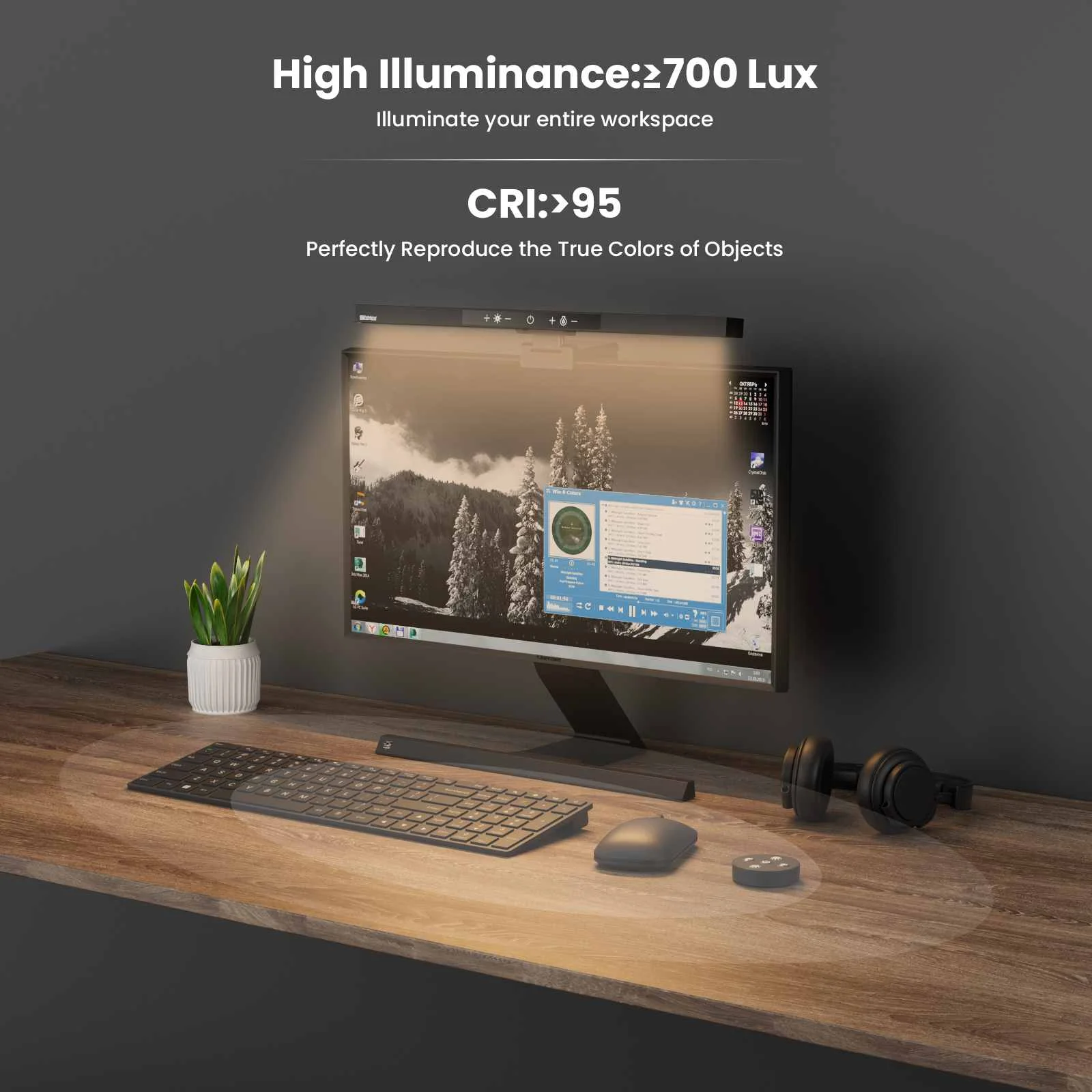 BM-ES1 PLUS Computer LED Monitor Light Wireless Controller Adjustable Brightness and Color Temperature Screen Hanging Light