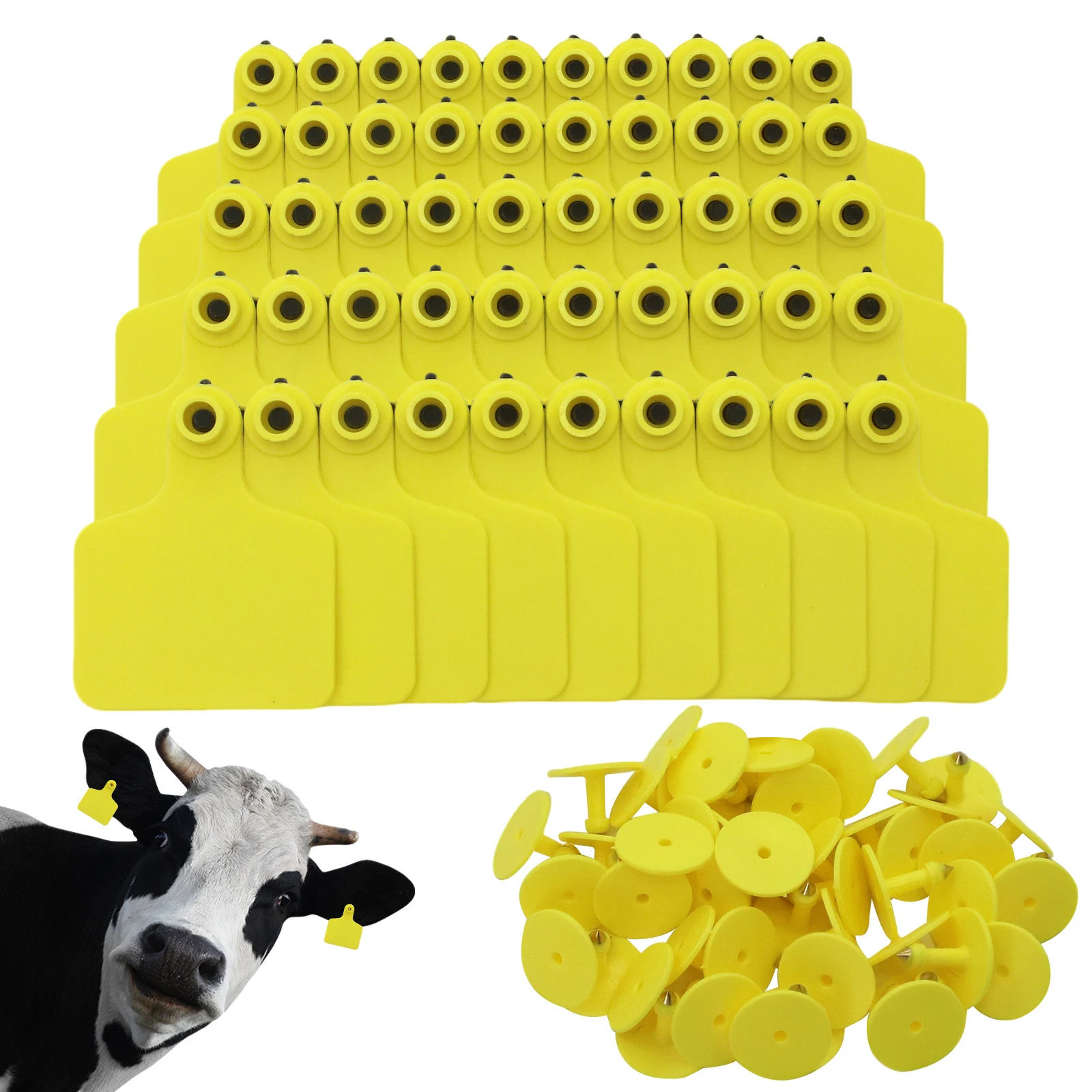 100Pcs Cow Cattle TPU Ear Tag Signs Without Words Ear Tags Typing Copper Head Earrings Farm Animal Identification Card