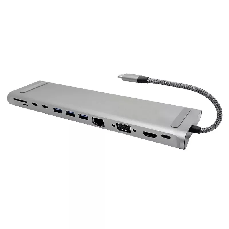

12in1 HUB Type-c Docking Station Dual HDMI-compatible VGA Audio TF/SD Ethernet PD USB C For Laptop PRO Docking Station