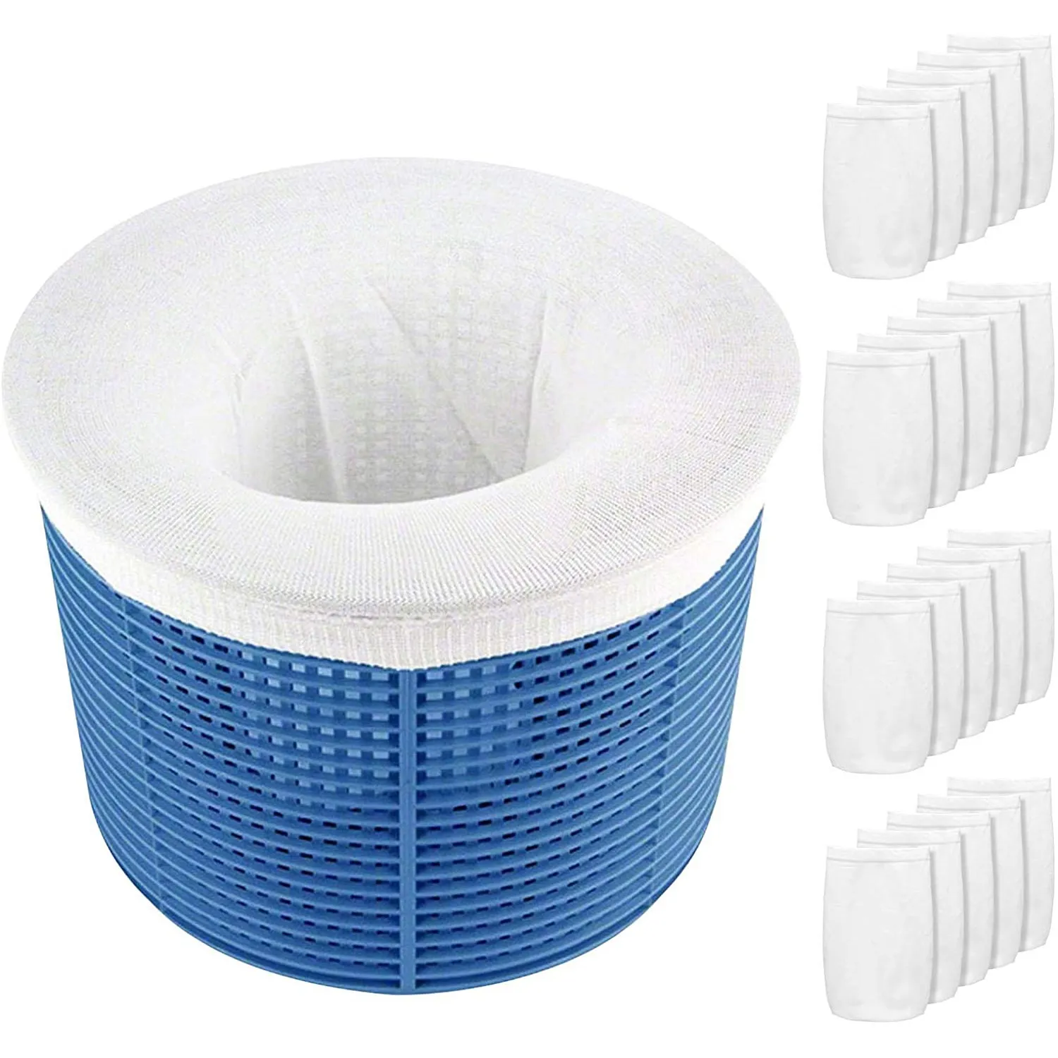 

Pool Skimmer Socks 20-Pack Pool Filter Basket Saver Socks Reusable Ultra-Fine Mesh Sock Filter Pool Debris Catcher