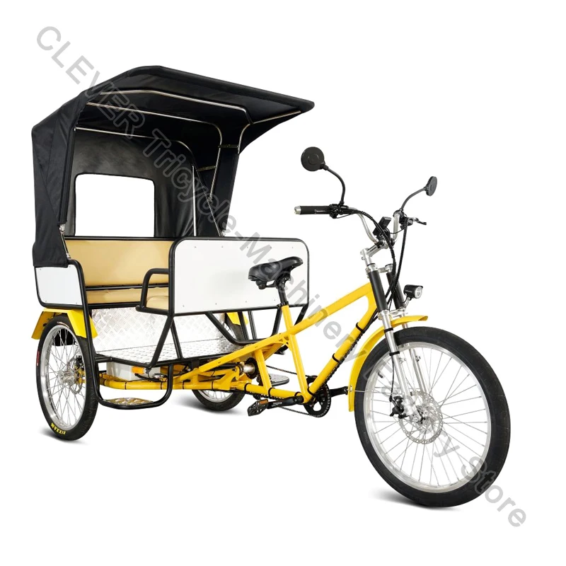 Rickshaw Adult Tricycle For Passengers With Advertising Box Pedicab Bike Taxi With 5 Seats Can Transport Passenger And Goods