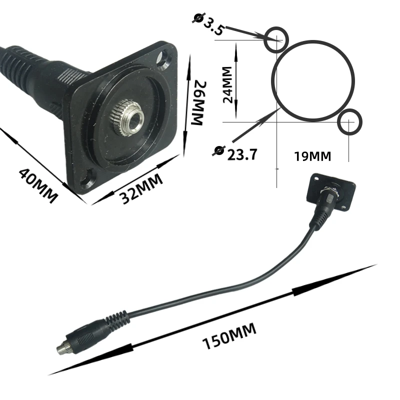 D-Typ Audio 3,5 Kopfhörer mit Verlängerung kabel 150mm Buchse zu Buchse Kopfband Befestigungs mutter Modul, schwarz und silber