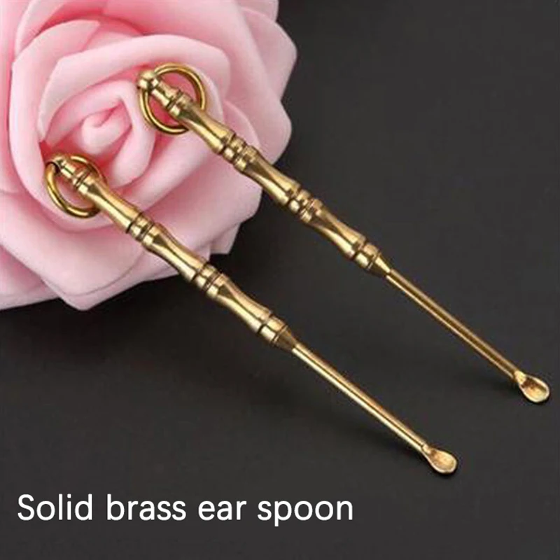 1PCS Keychain Multifunction Ear Care Ear Spoon Toothpick Combination Brass Titanium Alloy Earpick Tool Fruit Picks