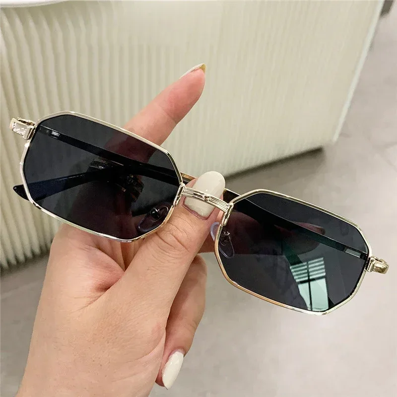 Narrow Sunglasses for Men Fashion Rectangle for Women Metal Luxury Brand Classic Sun Glasses Vintage Designer Sunglasses