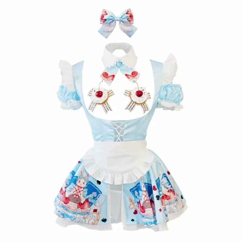 Alice Lolita empregada vestido cosplay para mulheres, lindo vestido bonito, traje de Halloween, biquíni, design original, sexy