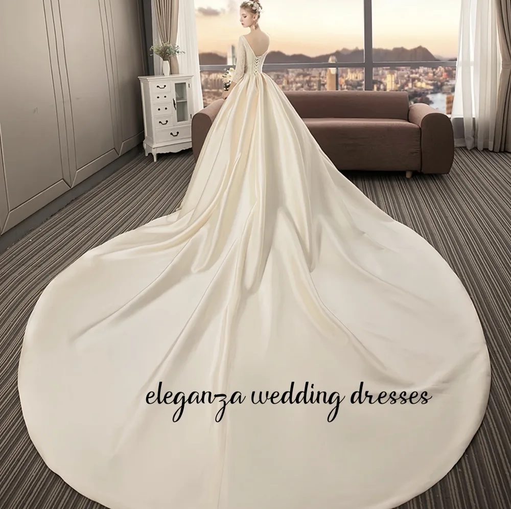 Abito da sposa personalizzato Corpetto con perline Abito Da Sposa Gonna in raso Abiti da sposa Abiti da sposa 2025