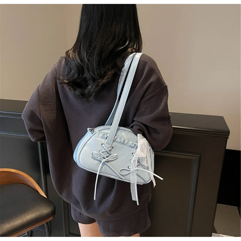 

X5XA Bows Women's Shoulder Bag PU Leather Underarm Handbag for Stylish Outfits