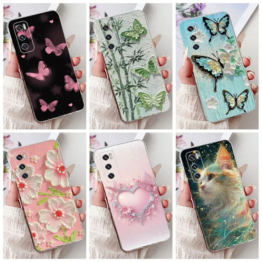 For Vivo V20 SE Y70  Phone Case flower Butterfly Soft Silicone Back Cover for  VivoV20se V2022  V2023 Coque Vivo v 20se Shells