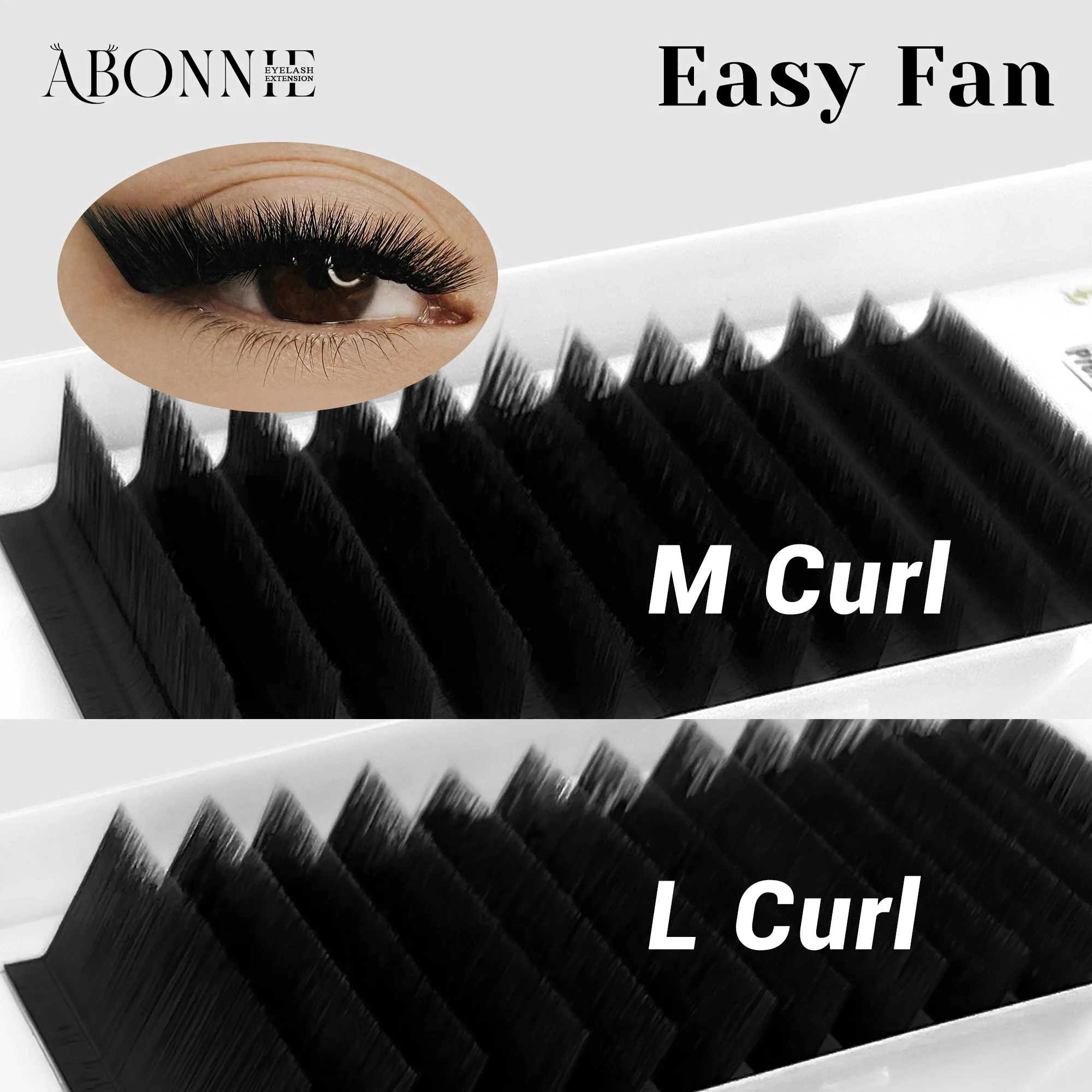 Abonnie Cashmere M/L Curl Easy Fans Lashes Mega Volume Eyelashes Easy Fanning Auto Fans Bloom Flowering Volume Lashes