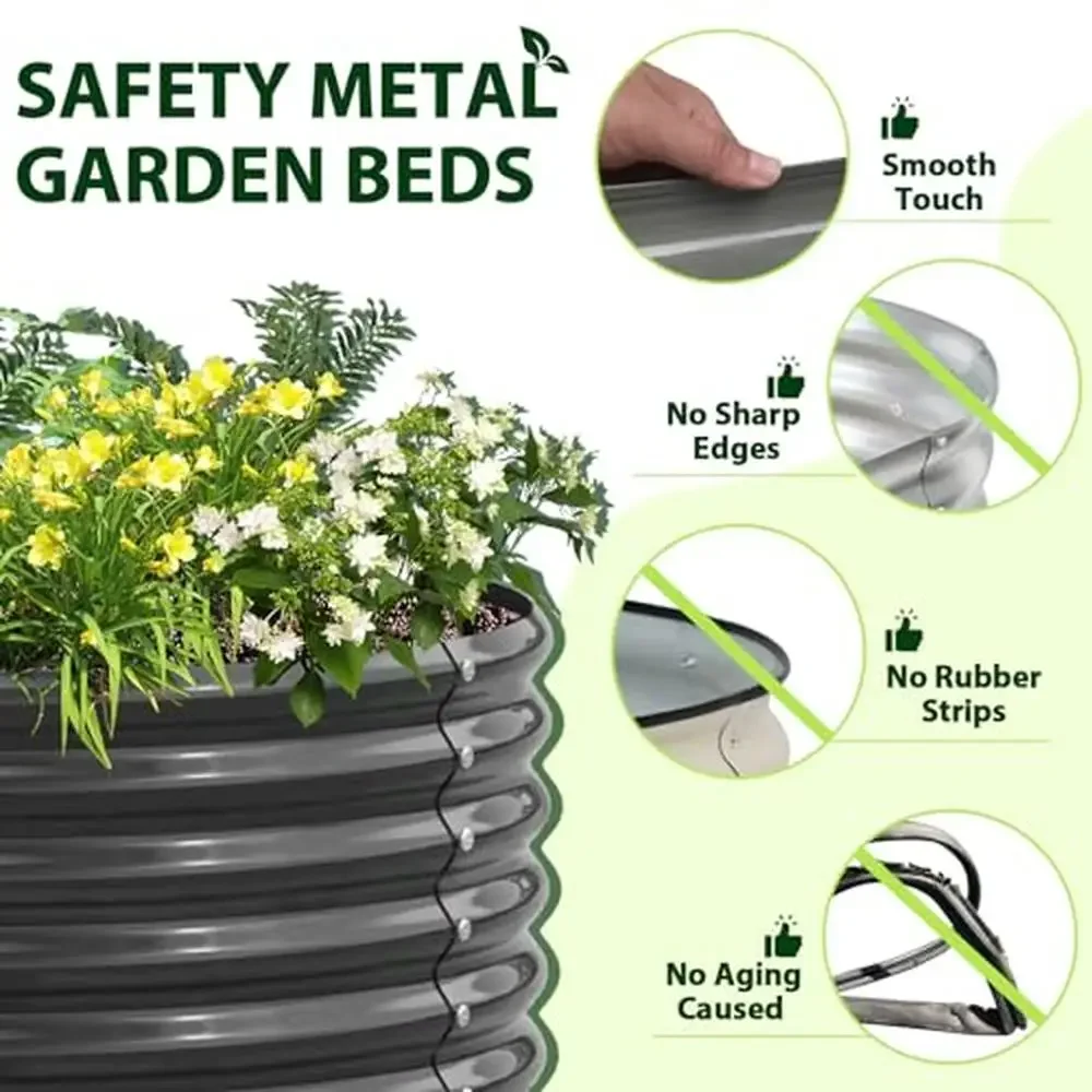 Galvanized Steel Raised Garden Beds 4X4X1.5ft & 6X2X1.5ft Outdoor Planting Vegetables Flowers Herbs Quartz Grey Long-lasting