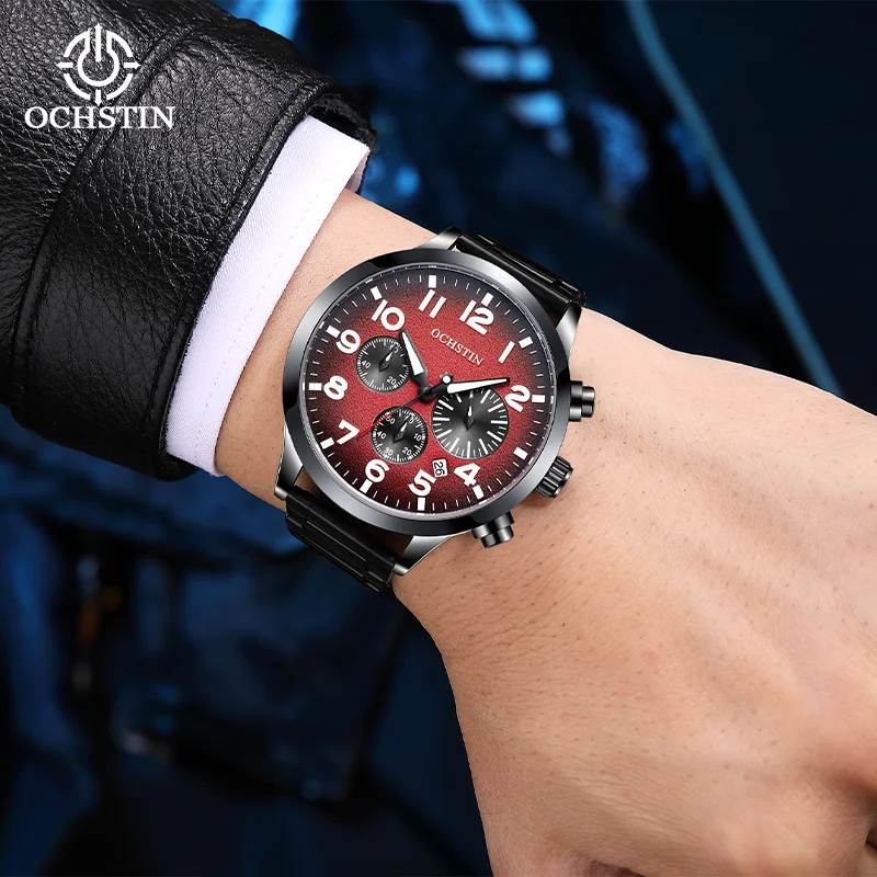 

OCHSTIN Многофункциональные кварцевые часы Водонепроницаемые часы с магнитной пряжкой и лентой Мужские кварцевые часы с календарем Роскошные наручные часы