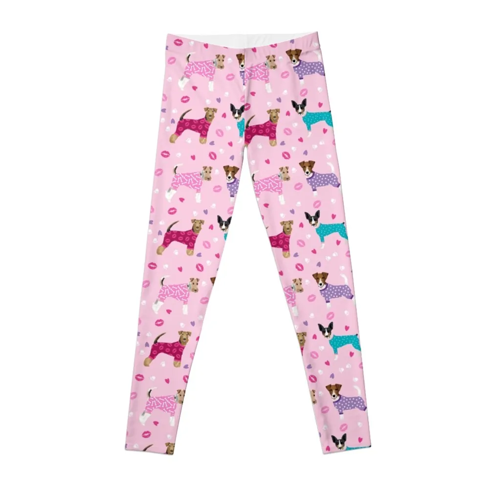 

Terriers fox terrier jack russell terrier dog breed art pattern pajamas for dogs by PetFriendly Leggings