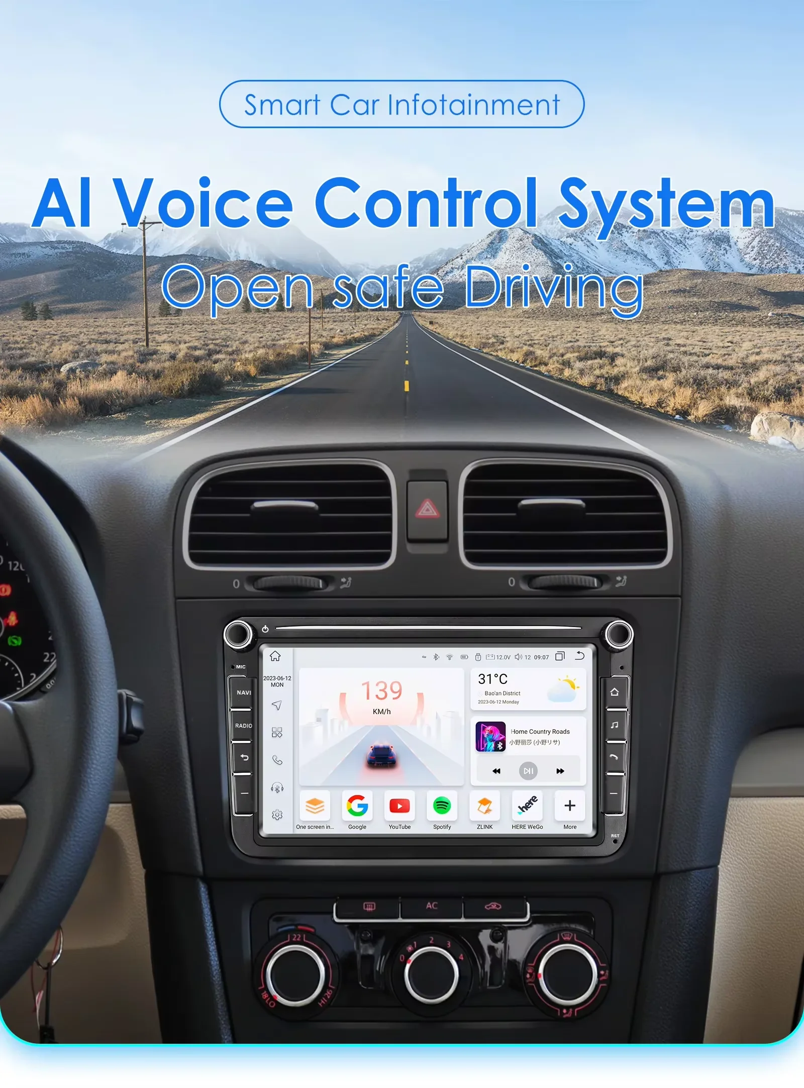 Hizpo 8" Android Auto Radio für VW Volkswagen Golf Passat b7 b6 Skoda Seat Octavia Polo Tiguan Jetta Carplay Auto-Multimedia RDS GPS 2din Autoradio AI Voice 8 Cores 7862 Automotive Smart Intelligent