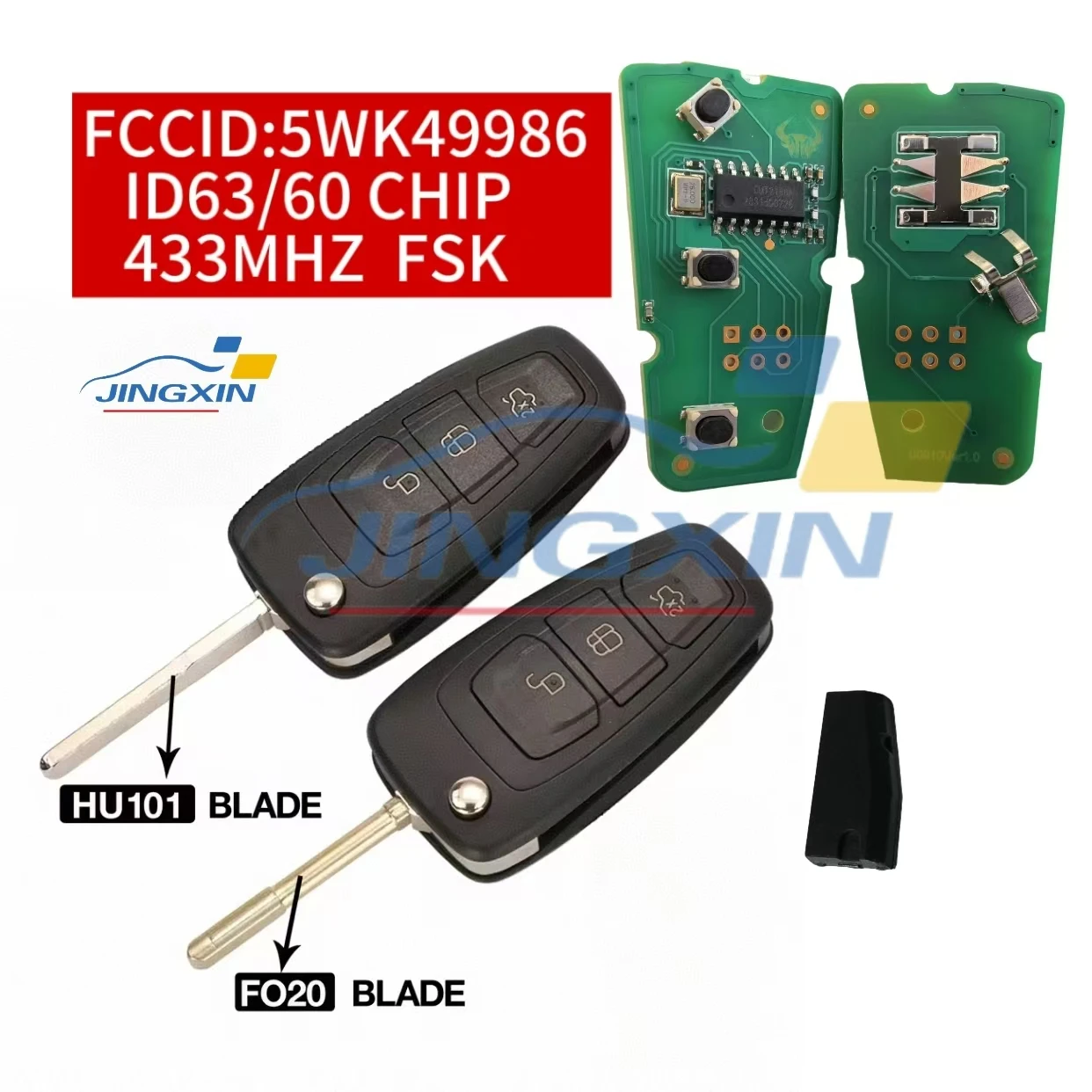 Jingxin 3-Tasten 433Mhz 4D60/63+ Chip 5WK49986 Klappschlüssel für Ford Mondeo/Focus/C-Max/Grand C-Max/Galaxy/S-Max 2010-2013 – Detail 1